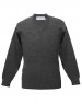Men pure wool sweater plain heavy dark grey